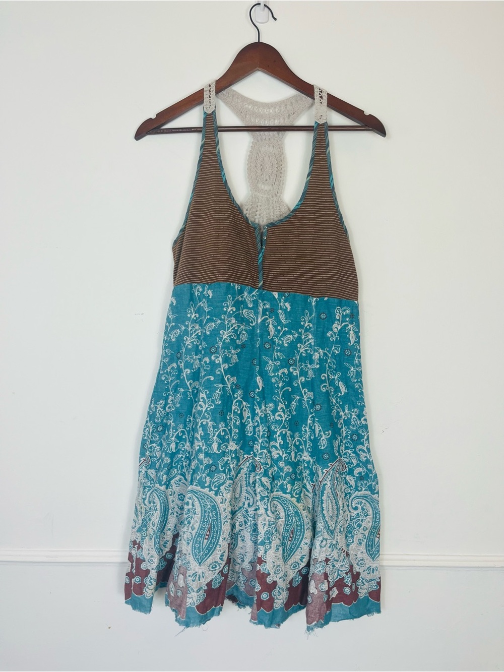 Free People Heartland Paisleys Dress Sleeveless Cottagecore Boho size 10 M
